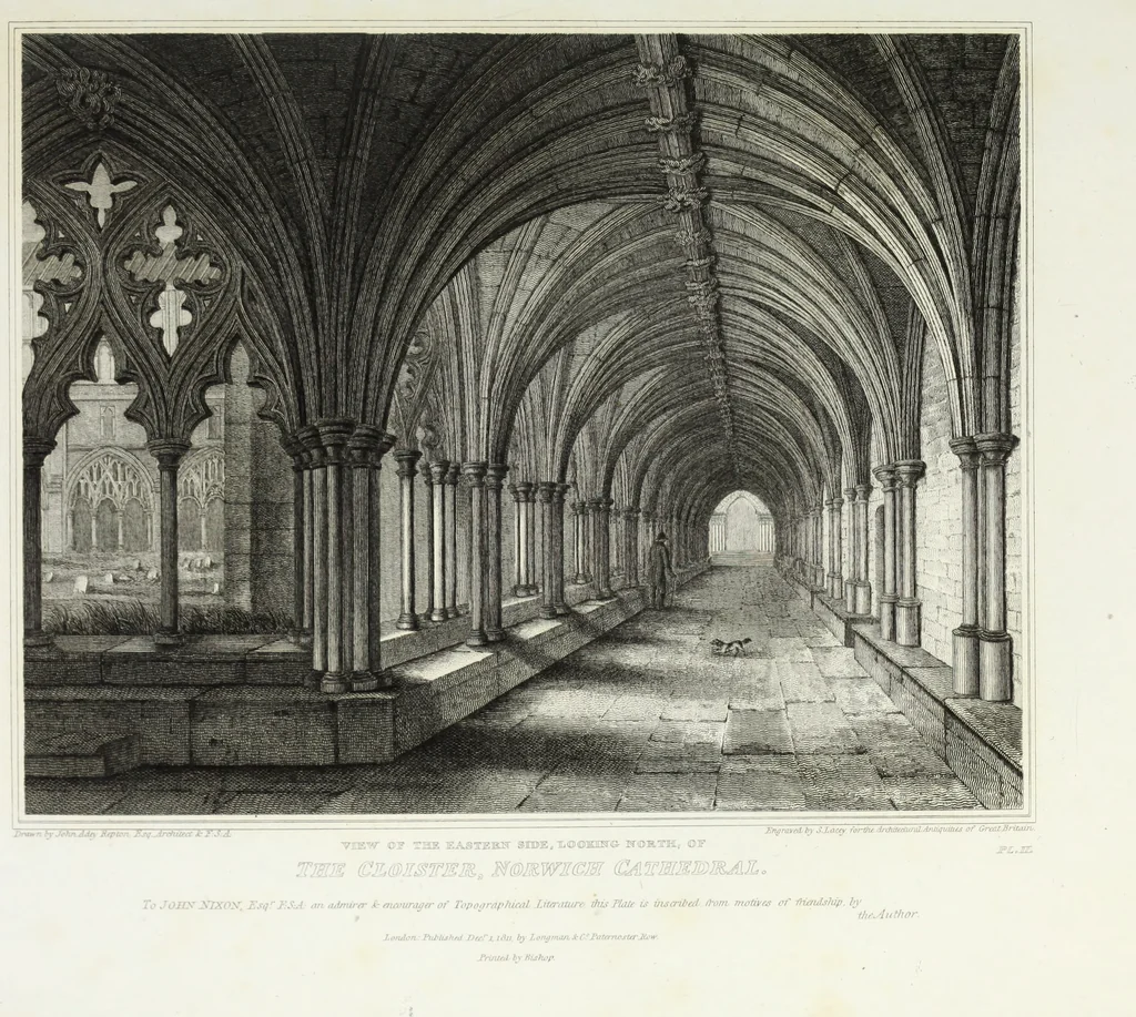 An illustration from The architectural antiquities of Great Britain, represented and illustrated in a series of views, elevations, plans, sections, and details, of various ancient English edifices : with historical and descriptive accounts of each, 1807, leaf 238
