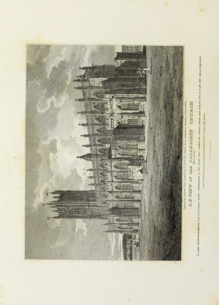 An illustration from The architectural antiquities of Great Britain, represented and illustrated in a series of views, elevations, plans, sections, and details, of various ancient English edifices : with historical and descriptive accounts of each, 1807, leaf 37
