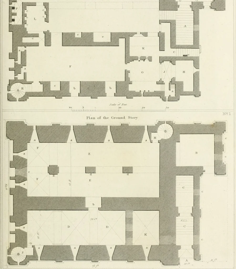 An illustration from The architectural antiquities of Great Britain : represented and illustrated in a series of views, elevations, plans, sections, and details, of various ancient English edifices : with historical and descriptive accounts of each, 1807, leaf 270
