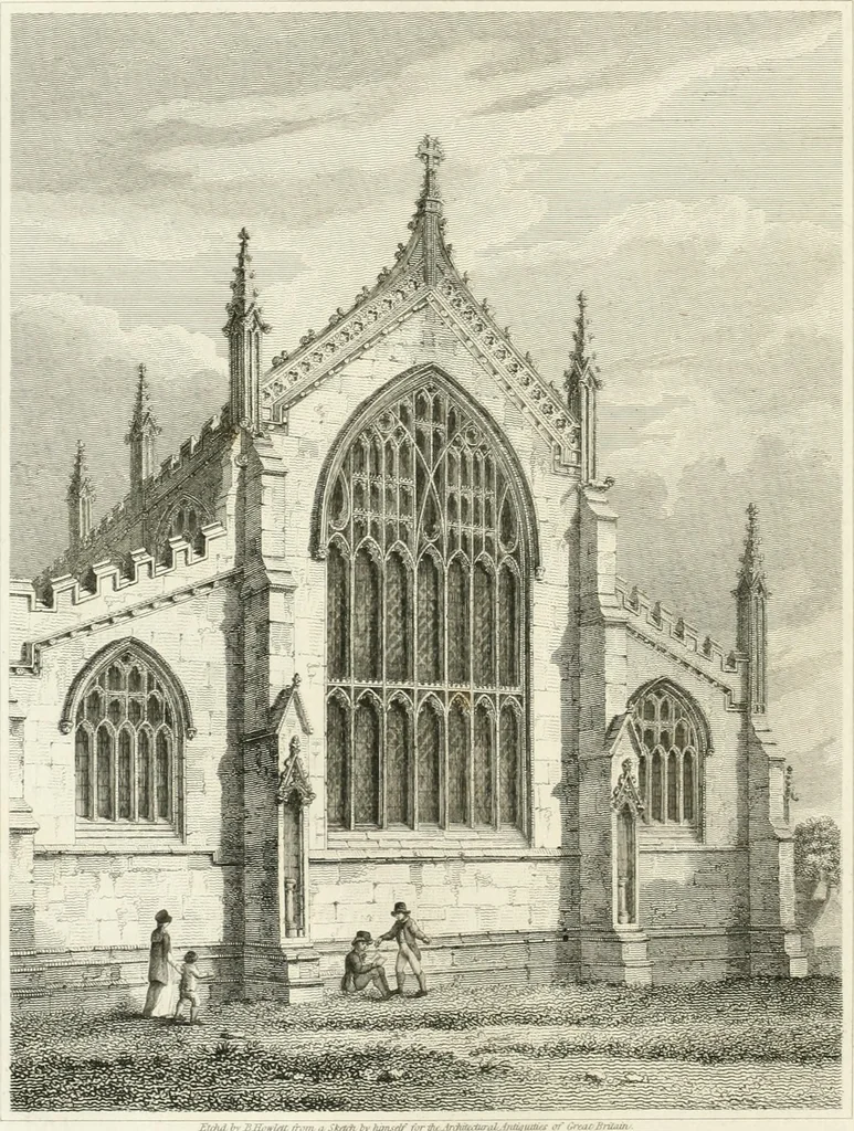 An illustration from The architectural antiquities of Great Britain : represented and illustrated in a series of views, elevations, plans, sections, and details, of various ancient English edifices : with historical and descriptive accounts of each, 1807, leaf 31