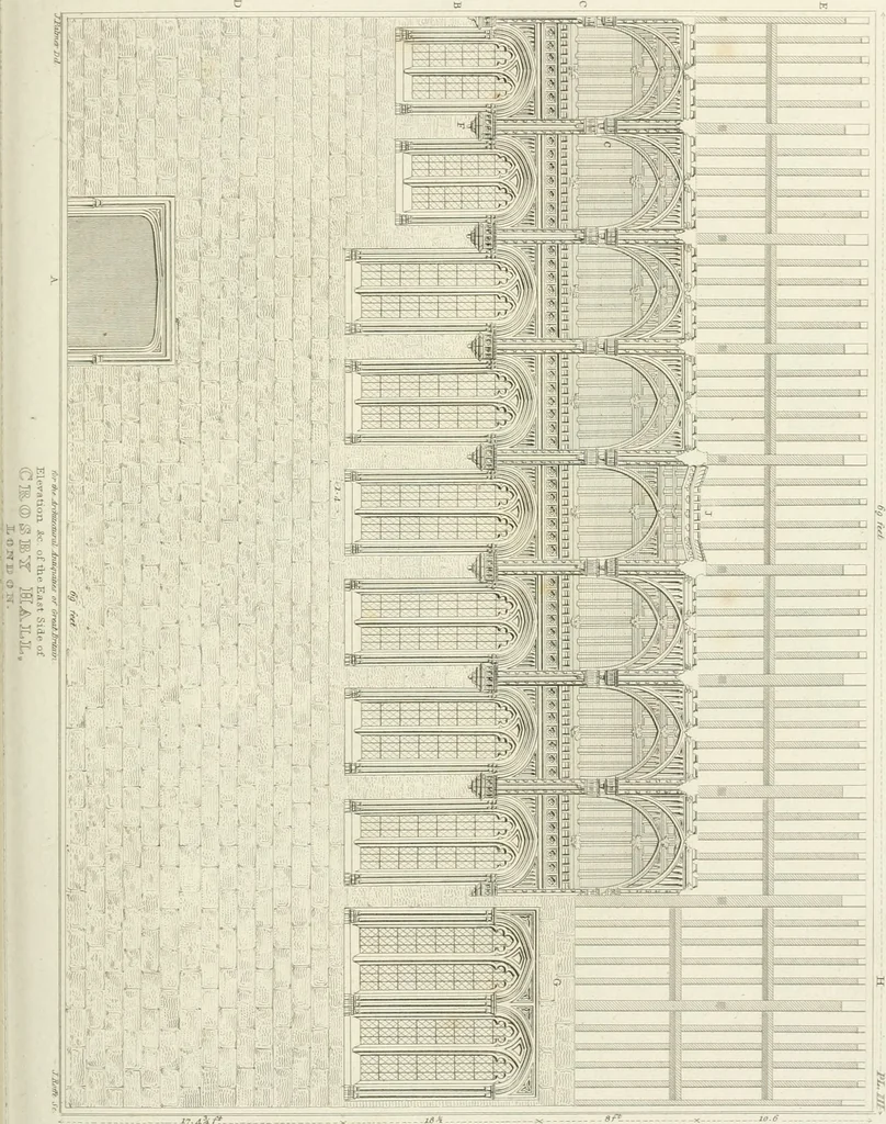 An illustration from The architectural antiquities of Great Britain : represented and illustrated in a series of views, elevations, plans, sections, and details, of various ancient English edifices : with historical and descriptive accounts of each, 1807, leaf 328