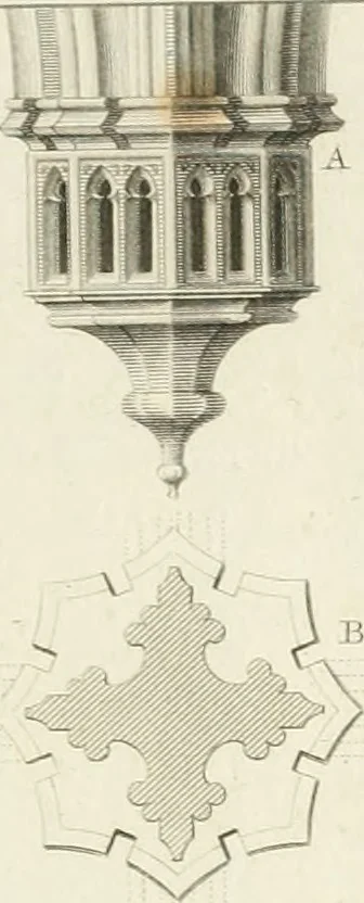 An illustration from The architectural antiquities of Great Britain : represented and illustrated in a series of views, elevations, plans, sections, and details, of various ancient English edifices : with historical and descriptive accounts of each, 1807, leaf 330
