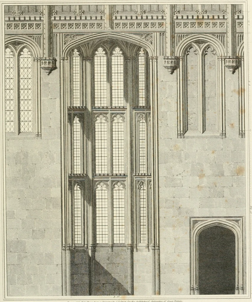 An illustration from The architectural antiquities of Great Britain : represented and illustrated in a series of views, elevations, plans, sections, and details, of various ancient English edifices : with historical and descriptive accounts of each, 1807, leaf 332