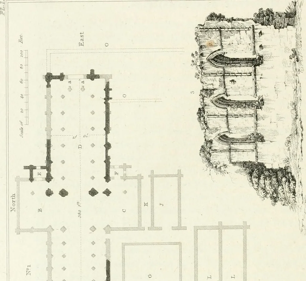 An illustration from The architectural antiquities of Great Britain : represented and illustrated in a series of views, elevations, plans, sections, and details, of various ancient English edifices : with historical and descriptive accounts of each, 1807, leaf 341