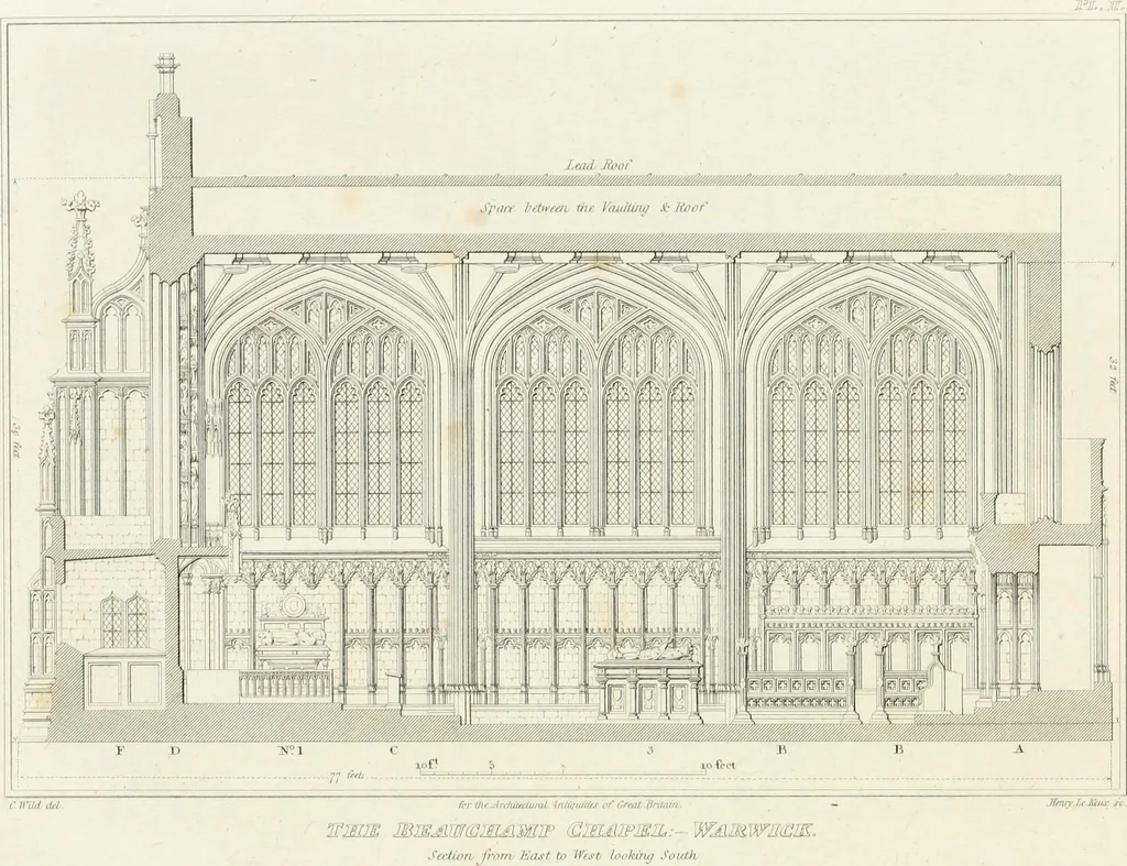 An illustration from The architectural antiquities of Great Britain : represented and illustrated in a series of views, elevations, plans, sections, and details, of various ancient English edifices : with historical and descriptive accounts of each, 1807, leaf 41