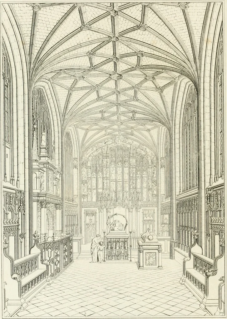 An illustration from The architectural antiquities of Great Britain : represented and illustrated in a series of views, elevations, plans, sections, and details, of various ancient English edifices : with historical and descriptive accounts of each, 1807, leaf 57