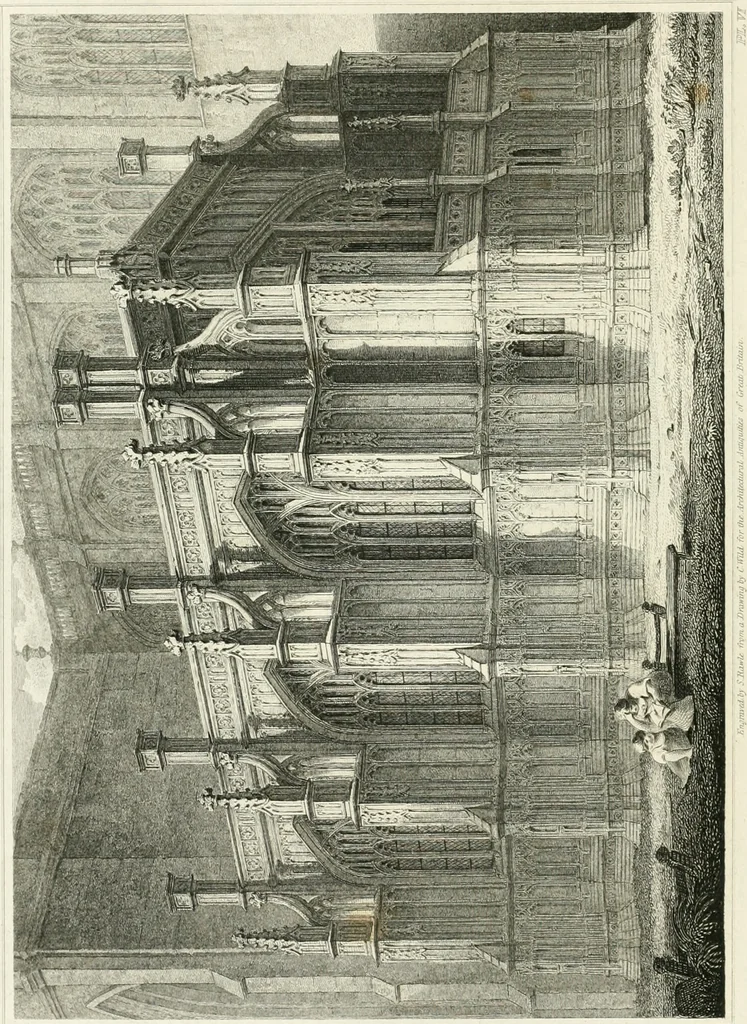 An illustration from The architectural antiquities of Great Britain : represented and illustrated in a series of views, elevations, plans, sections, and details, of various ancient English edifices : with historical and descriptive accounts of each, 1807, leaf 59