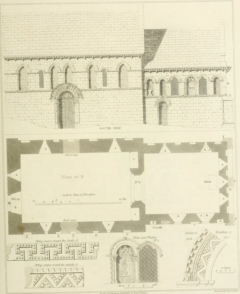 An illustration from The architectural antiquities of Great Britain : represented and illustrated in a series of views, elevations, plans, sections, and details, of various ancient English edifices : with historical and descriptive accounts of each, 1807, leaf 66