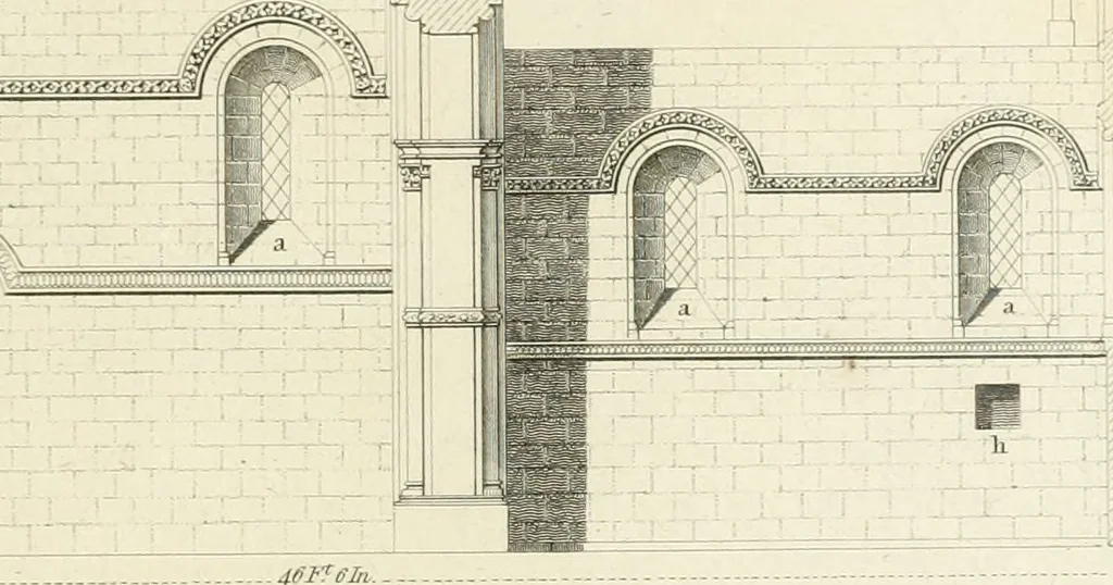 An illustration from The architectural antiquities of Great Britain : represented and illustrated in a series of views, elevations, plans, sections, and details, of various ancient English edifices : with historical and descriptive accounts of each, 1807, leaf 74