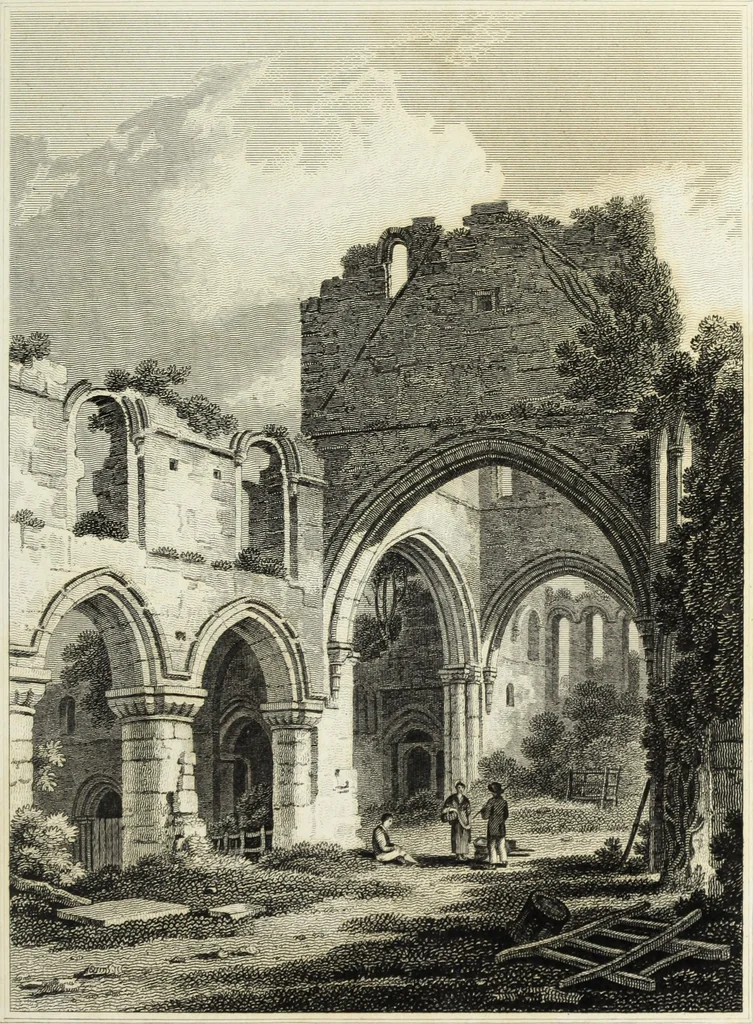 An illustration from The architectural antiquities of Great Britain, represented and illustrated in a series of views, elevations, plans, sections, and details, of various ancient English edifices : with historical and descriptive accounts of each, 1807, leaf 108