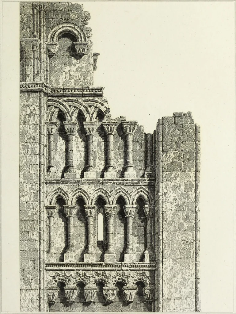 An illustration from The architectural antiquities of Great Britain, represented and illustrated in a series of views, elevations, plans, sections, and details, of various ancient English edifices : with historical and descriptive accounts of each, 1807, leaf 150