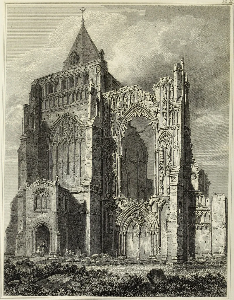 An illustration from The architectural antiquities of Great Britain, represented and illustrated in a series of views, elevations, plans, sections, and details, of various ancient English edifices : with historical and descriptive accounts of each, 1807, leaf 153