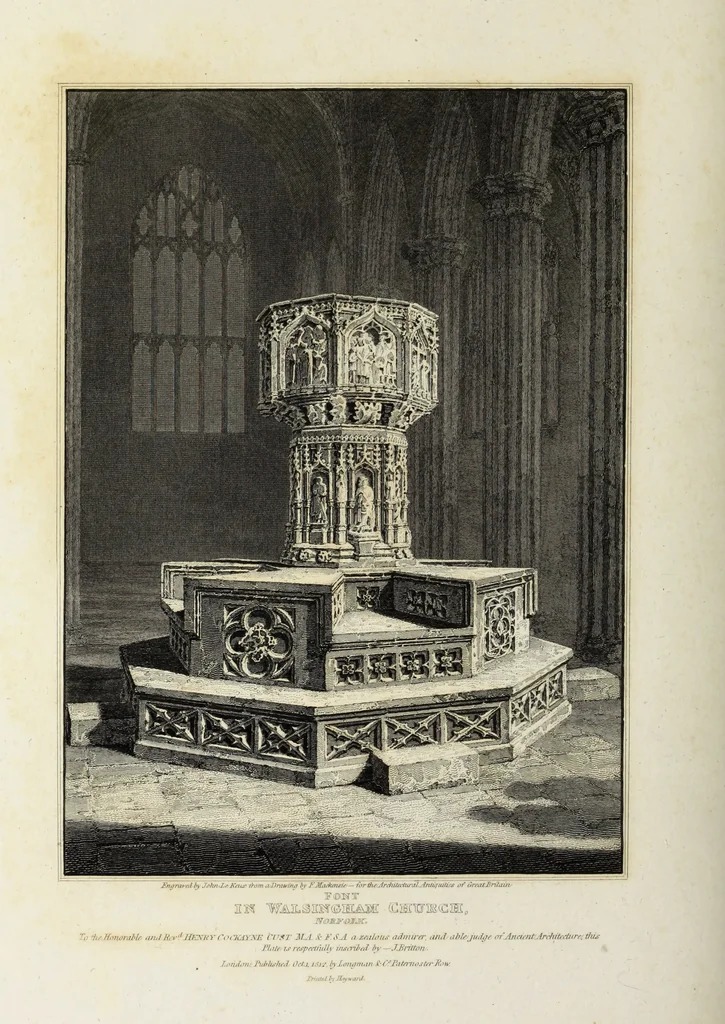 An illustration from The architectural antiquities of Great Britain, represented and illustrated in a series of views, elevations, plans, sections, and details, of various ancient English edifices : with historical and descriptive accounts of each, 1807, leaf 169