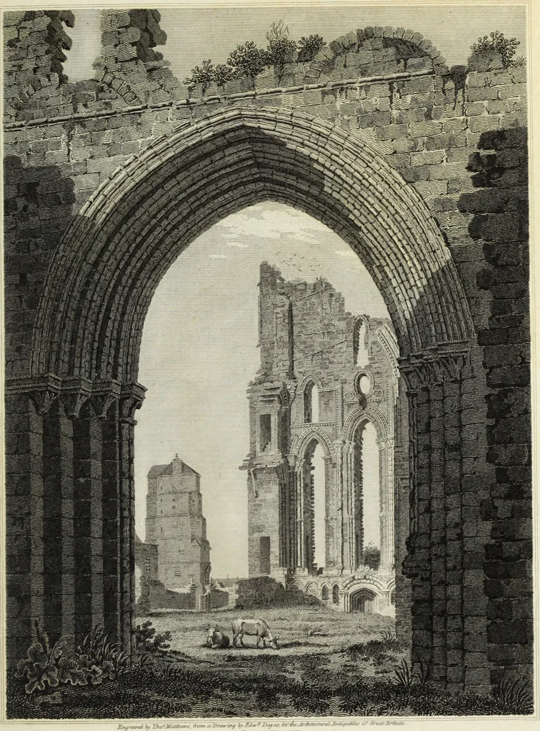 An illustration from The architectural antiquities of Great Britain, represented and illustrated in a series of views, elevations, plans, sections, and details, of various ancient English edifices : with historical and descriptive accounts of each, 1807, leaf 176