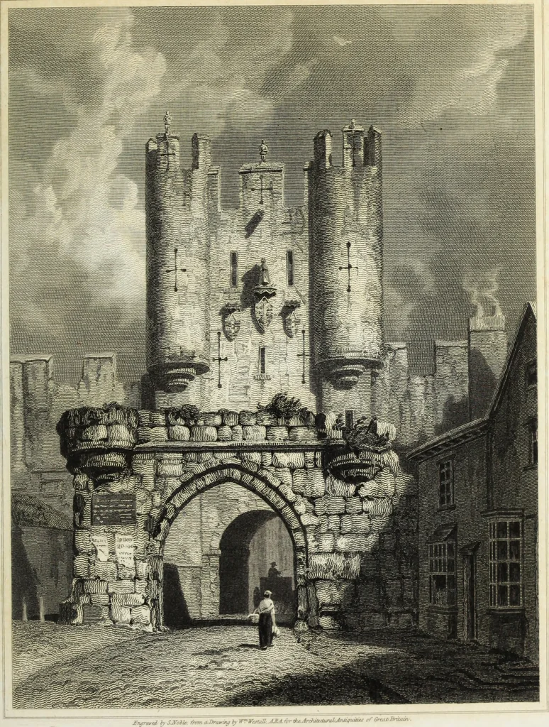 An illustration from The architectural antiquities of Great Britain, represented and illustrated in a series of views, elevations, plans, sections, and details, of various ancient English edifices : with historical and descriptive accounts of each, 1807, leaf 212