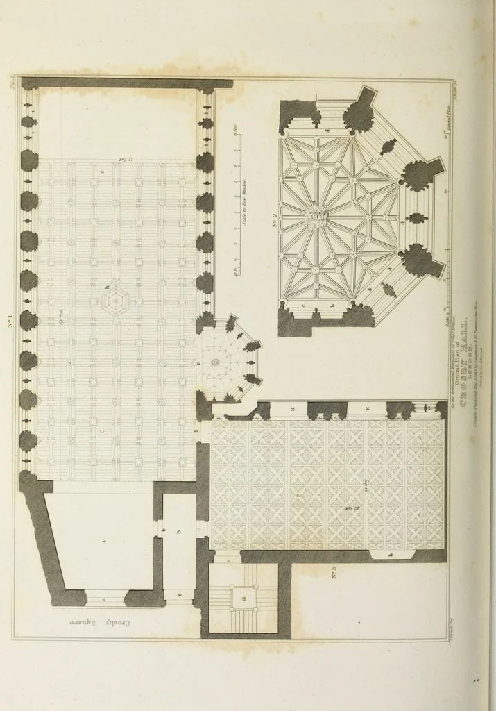 An illustration from The architectural antiquities of Great Britain, represented and illustrated in a series of views, elevations, plans, sections, and details, of various ancient English edifices : with historical and descriptive accounts of each, 1807, leaf 327