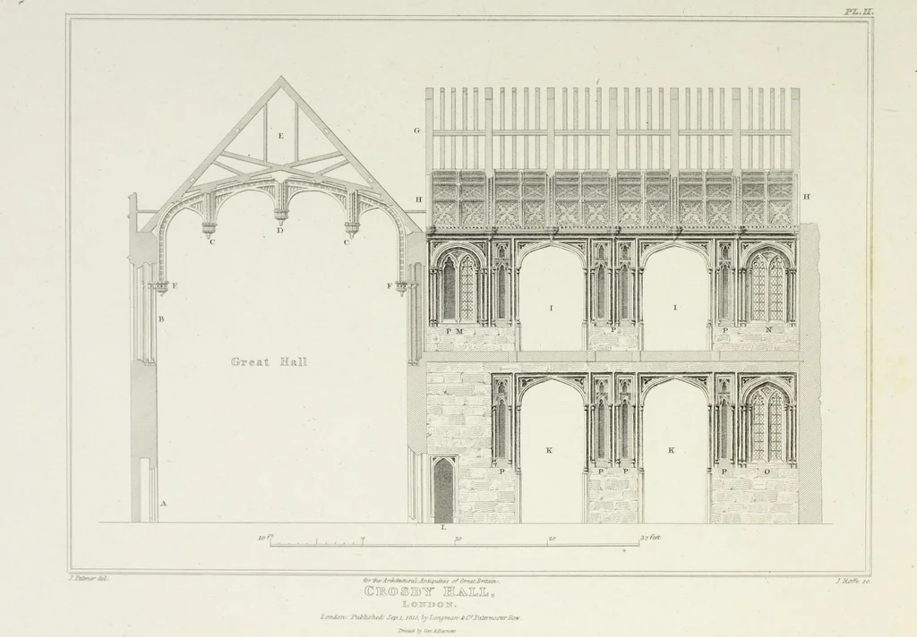 An illustration from The architectural antiquities of Great Britain, represented and illustrated in a series of views, elevations, plans, sections, and details, of various ancient English edifices : with historical and descriptive accounts of each, 1807, leaf 330