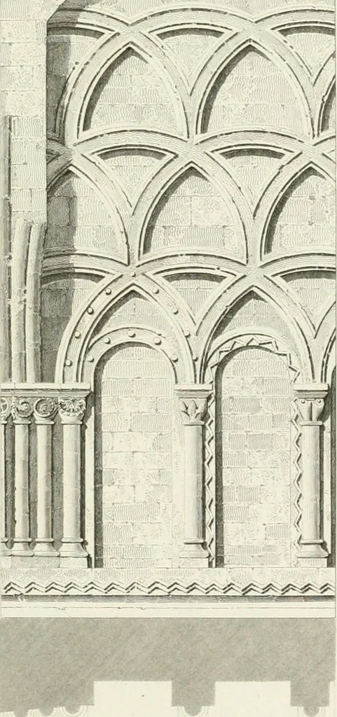An illustration from The architectural antiquities of Great Britain : represented and illustrated in a series of views, elevations, plans, sections, and details, of various ancient English edifices : with historical and descriptive accounts of each, 1807, leaf 344