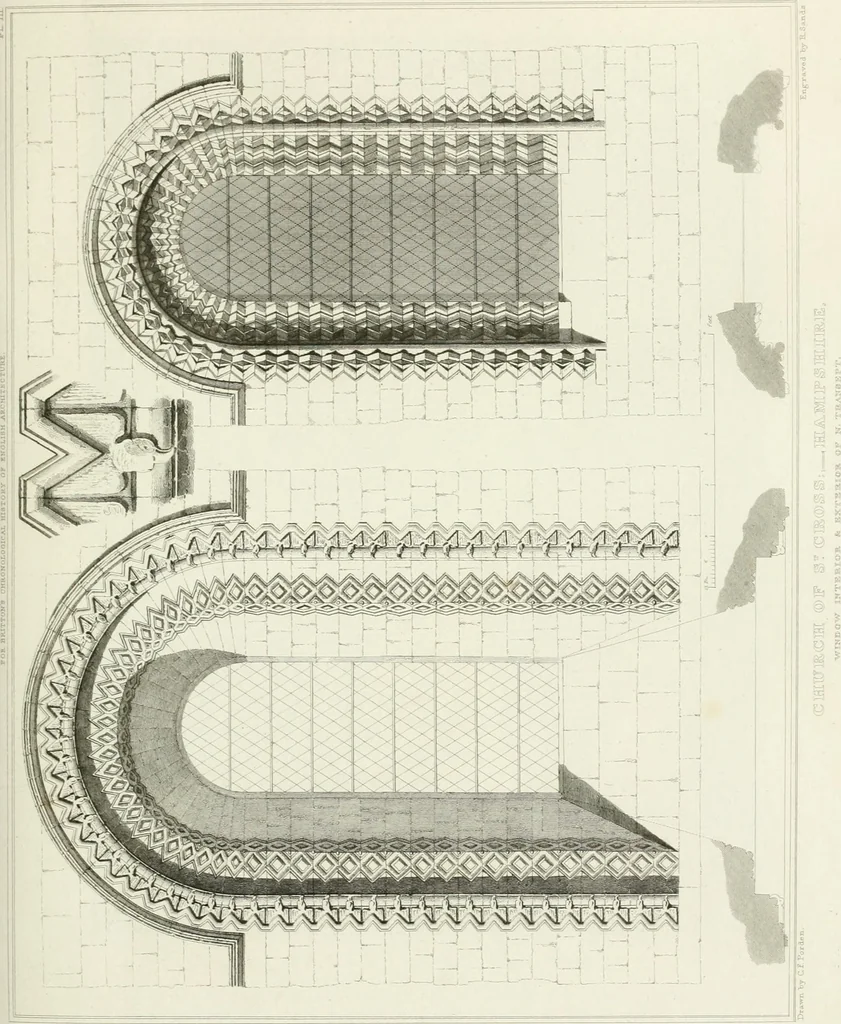 An illustration from The architectural antiquities of Great Britain : represented and illustrated in a series of views, elevations, plans, sections, and details, of various ancient English edifices : with historical and descriptive accounts of each, 1807, leaf 350