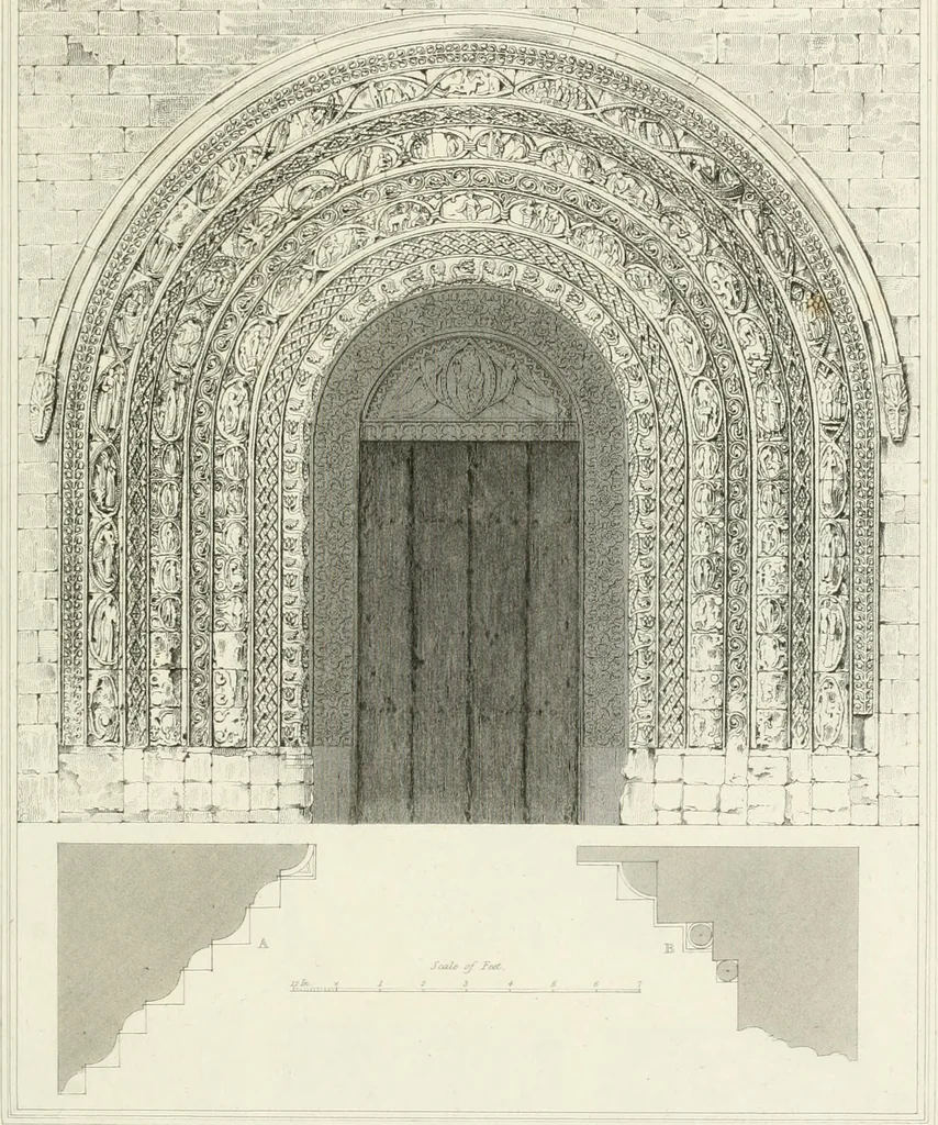 An illustration from The architectural antiquities of Great Britain : represented and illustrated in a series of views, elevations, plans, sections, and details, of various ancient English edifices : with historical and descriptive accounts of each, 1807, leaf 356