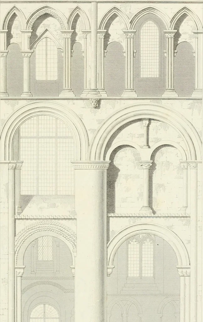 An illustration from The architectural antiquities of Great Britain : represented and illustrated in a series of views, elevations, plans, sections, and details, of various ancient English edifices : with historical and descriptive accounts of each, 1807, leaf 360