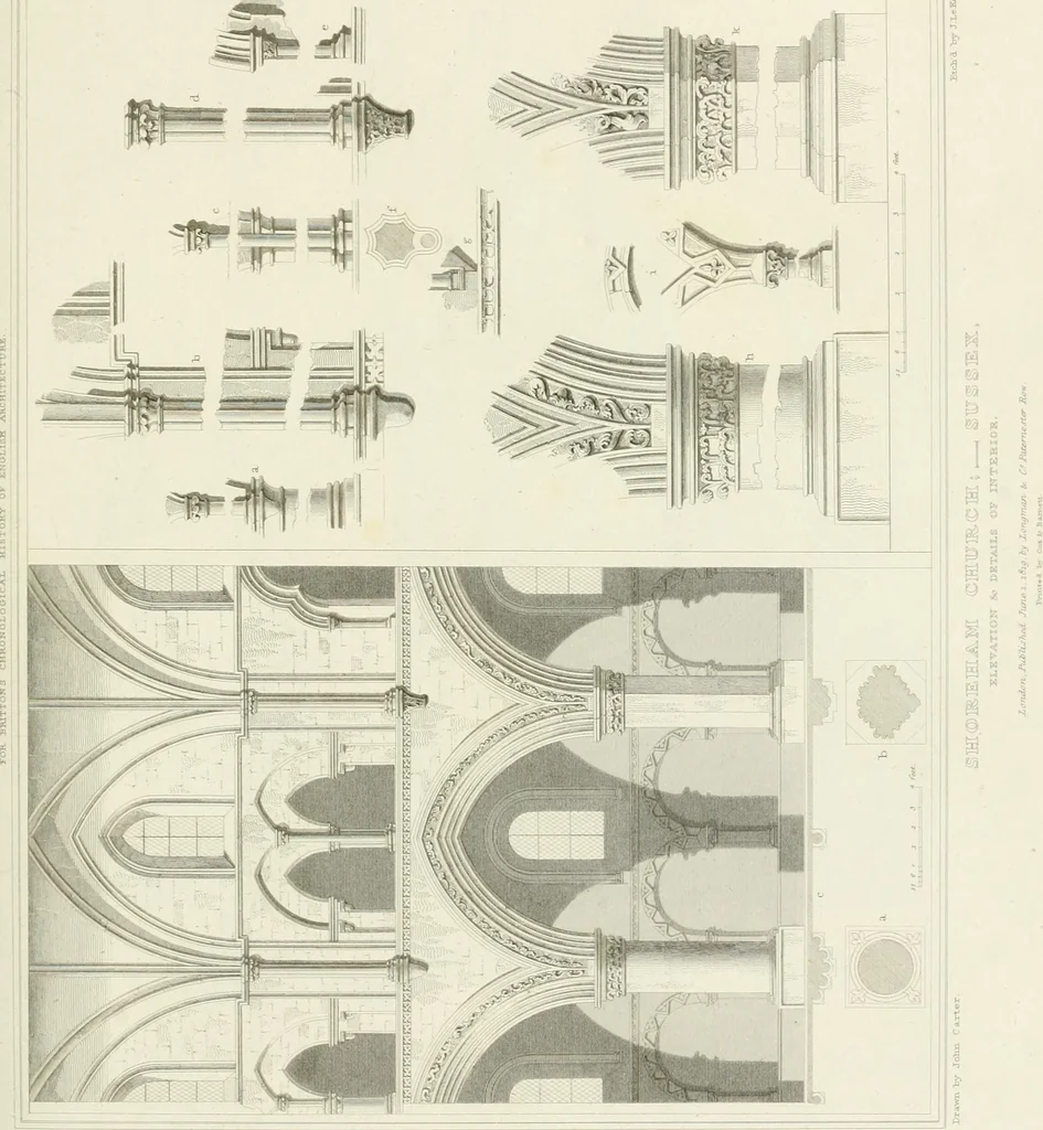 An illustration from The architectural antiquities of Great Britain : represented and illustrated in a series of views, elevations, plans, sections, and details, of various ancient English edifices : with historical and descriptive accounts of each, 1807, leaf 370