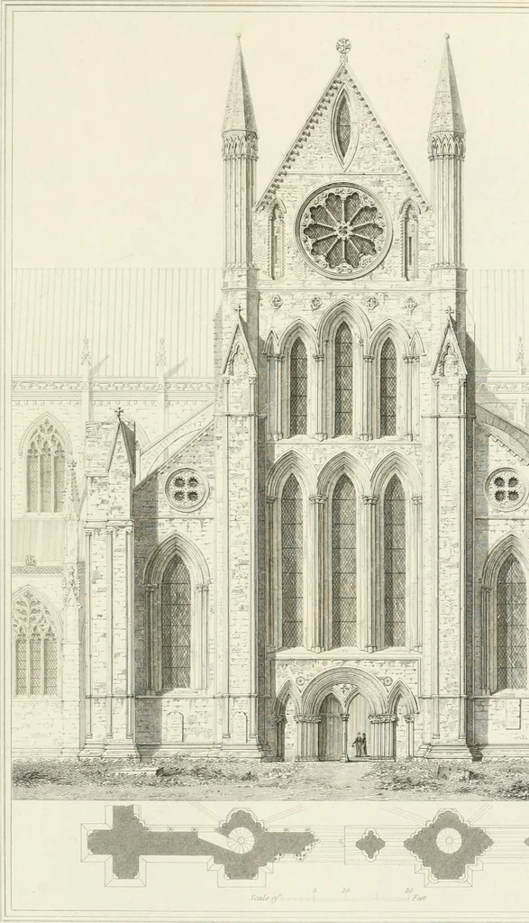 An illustration from The architectural antiquities of Great Britain : represented and illustrated in a series of views, elevations, plans, sections, and details, of various ancient English edifices : with historical and descriptive accounts of each, 1807, leaf 372