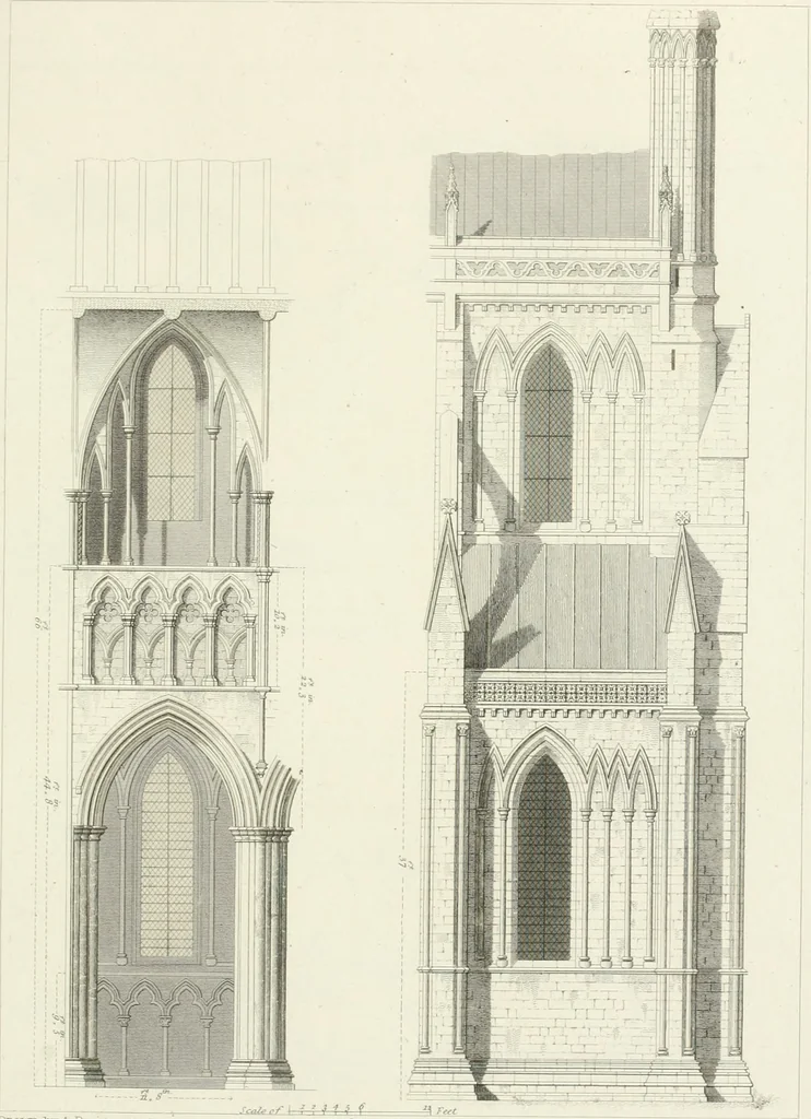 An illustration from The architectural antiquities of Great Britain : represented and illustrated in a series of views, elevations, plans, sections, and details, of various ancient English edifices : with historical and descriptive accounts of each, 1807, leaf 374