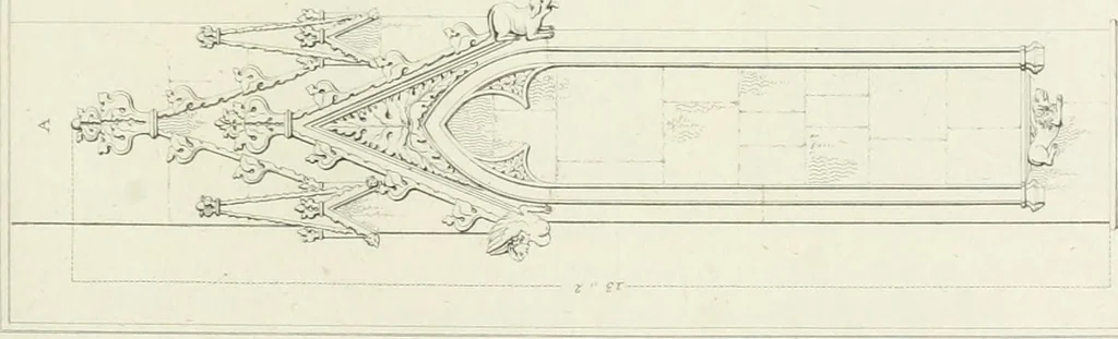An illustration from The architectural antiquities of Great Britain : represented and illustrated in a series of views, elevations, plans, sections, and details, of various ancient English edifices : with historical and descriptive accounts of each, 1807, leaf 376
