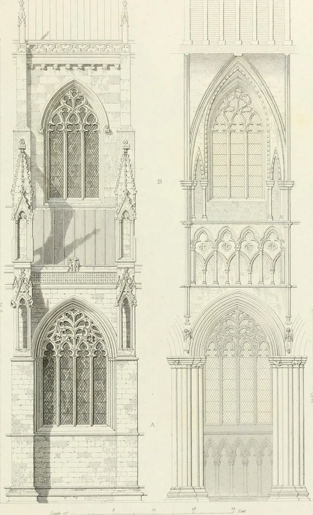 An illustration from The architectural antiquities of Great Britain : represented and illustrated in a series of views, elevations, plans, sections, and details, of various ancient English edifices : with historical and descriptive accounts of each, 1807, leaf 378