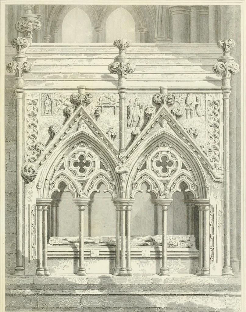An illustration from The architectural antiquities of Great Britain : represented and illustrated in a series of views, elevations, plans, sections, and details, of various ancient English edifices : with historical and descriptive accounts of each, 1807, leaf 386
