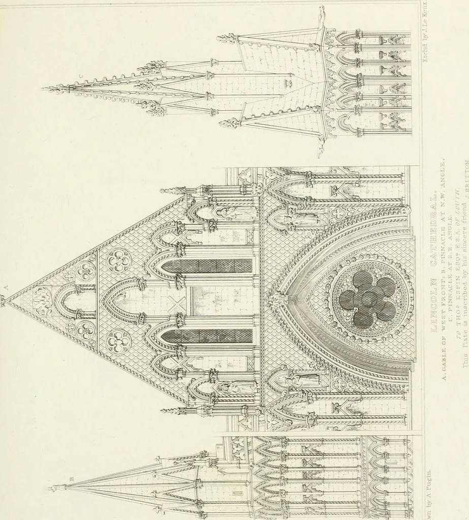 An illustration from The architectural antiquities of Great Britain : represented and illustrated in a series of views, elevations, plans, sections, and details, of various ancient English edifices : with historical and descriptive accounts of each, 1807, leaf 394