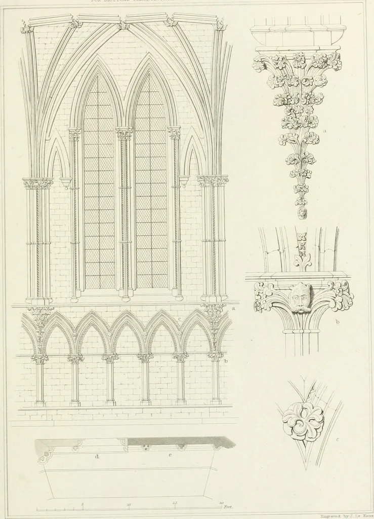 An illustration from The architectural antiquities of Great Britain : represented and illustrated in a series of views, elevations, plans, sections, and details, of various ancient English edifices : with historical and descriptive accounts of each, 1807, leaf 398