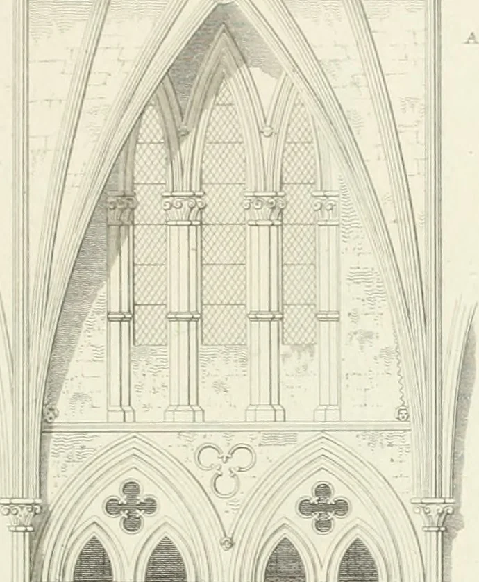 An illustration from The architectural antiquities of Great Britain : represented and illustrated in a series of views, elevations, plans, sections, and details, of various ancient English edifices : with historical and descriptive accounts of each, 1807, leaf 402