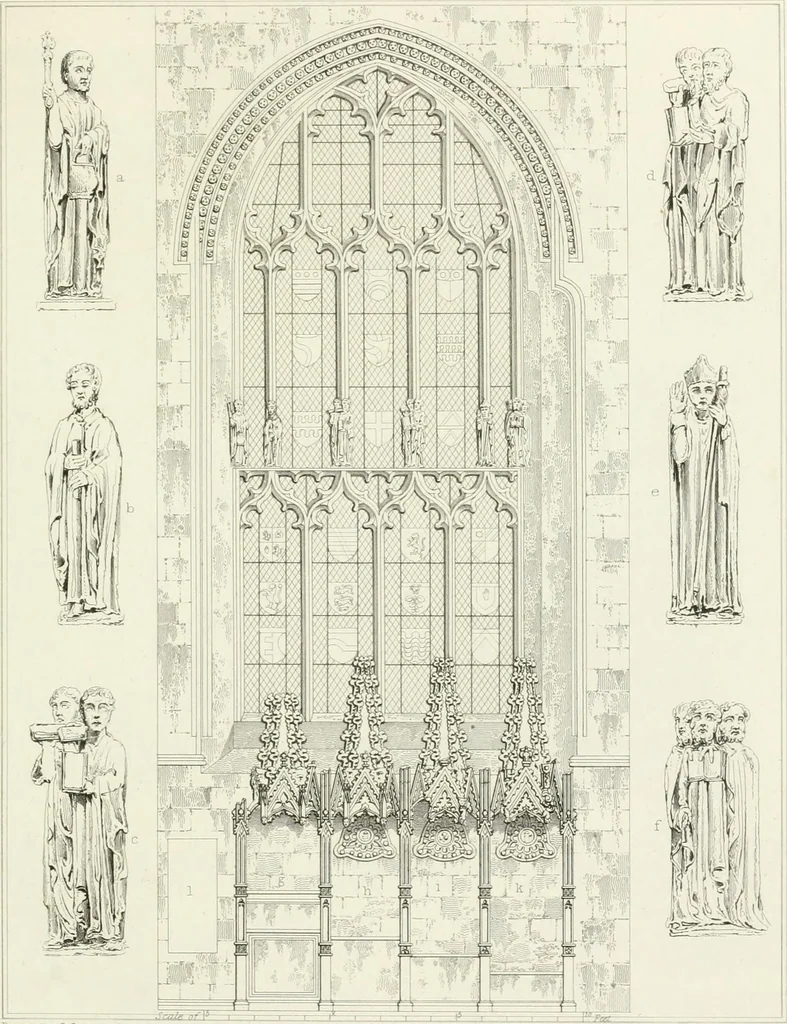 An illustration from The architectural antiquities of Great Britain : represented and illustrated in a series of views, elevations, plans, sections, and details, of various ancient English edifices : with historical and descriptive accounts of each, 1807, leaf 412