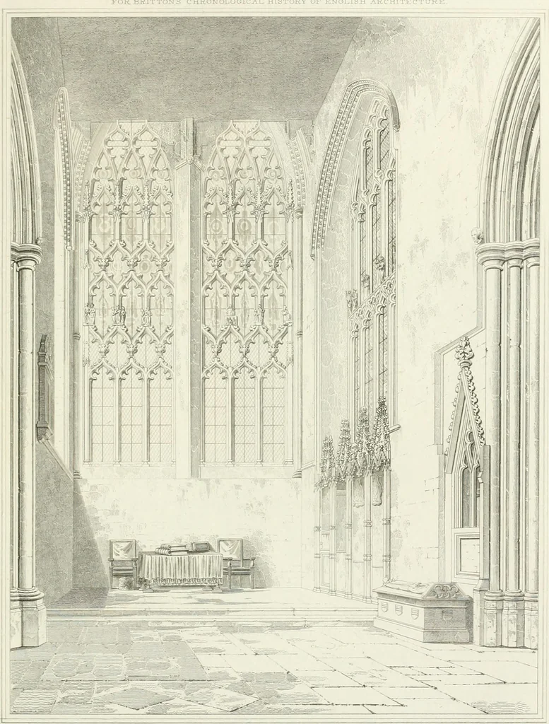 An illustration from The architectural antiquities of Great Britain : represented and illustrated in a series of views, elevations, plans, sections, and details, of various ancient English edifices : with historical and descriptive accounts of each, 1807, leaf 416