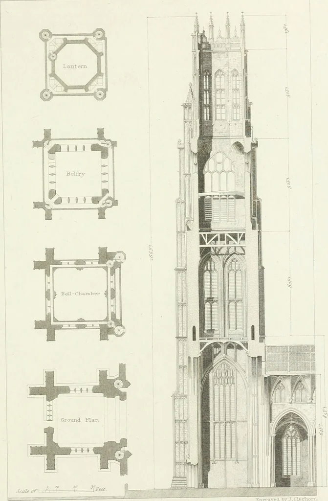 An illustration from The architectural antiquities of Great Britain : represented and illustrated in a series of views, elevations, plans, sections, and details, of various ancient English edifices : with historical and descriptive accounts of each, 1807, leaf 420
