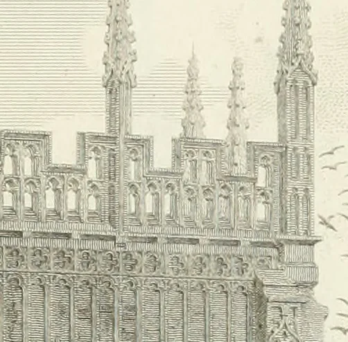 An illustration from The architectural antiquities of Great Britain : represented and illustrated in a series of views, elevations, plans, sections, and details, of various ancient English edifices : with historical and descriptive accounts of each, 1807, leaf 428