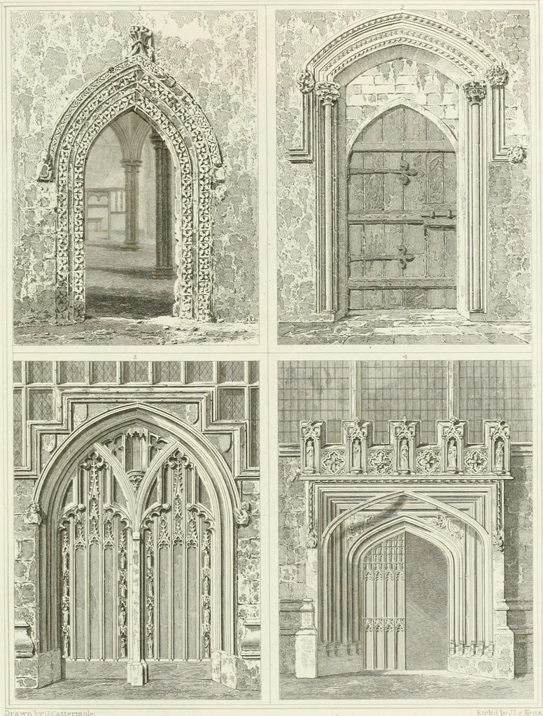 An illustration from The architectural antiquities of Great Britain : represented and illustrated in a series of views, elevations, plans, sections, and details, of various ancient English edifices : with historical and descriptive accounts of each, 1807, leaf 434