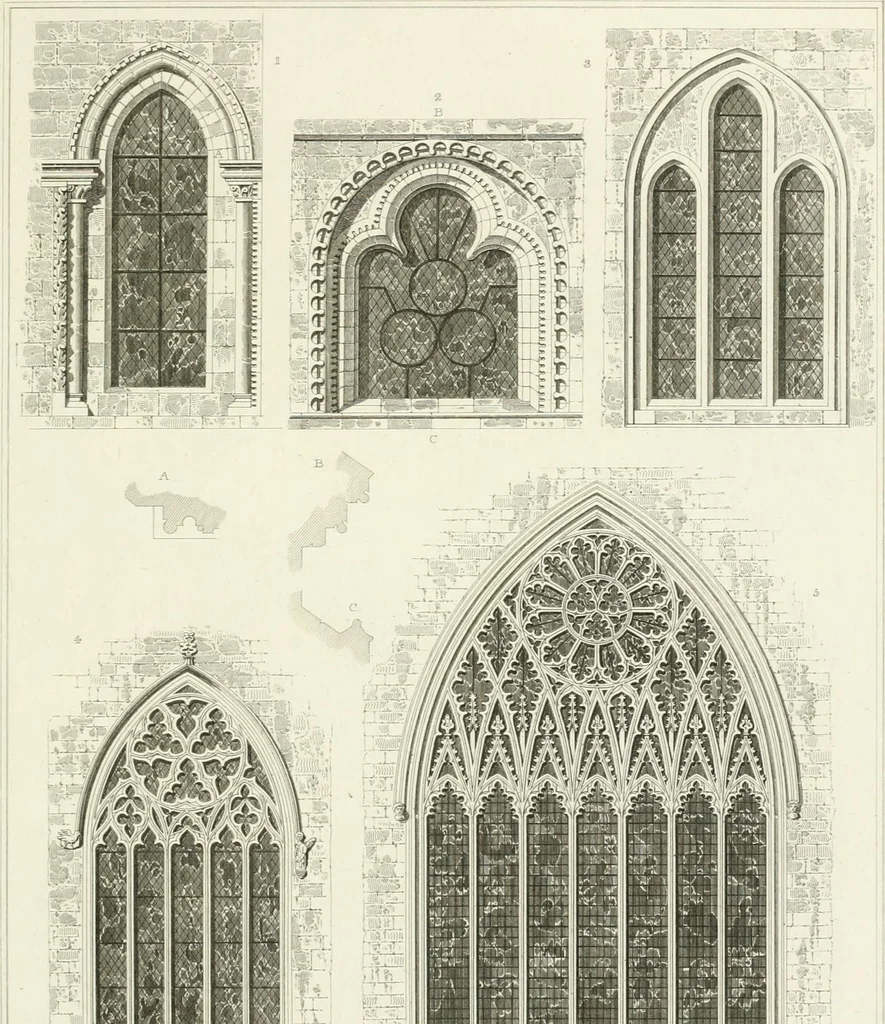 An illustration from The architectural antiquities of Great Britain : represented and illustrated in a series of views, elevations, plans, sections, and details, of various ancient English edifices : with historical and descriptive accounts of each, 1807, leaf 436
