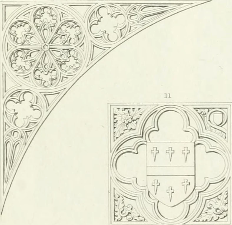 An illustration from The architectural antiquities of Great Britain : represented and illustrated in a series of views, elevations, plans, sections, and details, of various ancient English edifices : with historical and descriptive accounts of each, 1807, leaf 438
