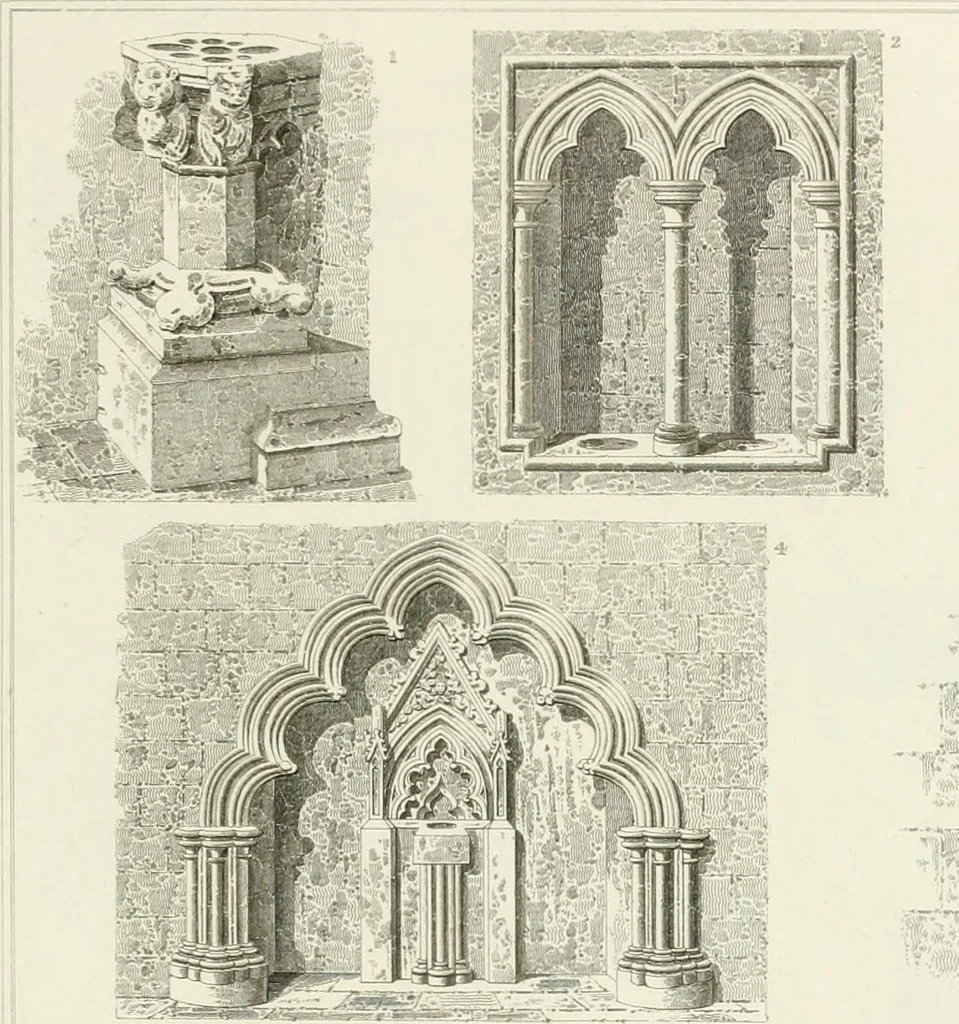 An illustration from The architectural antiquities of Great Britain : represented and illustrated in a series of views, elevations, plans, sections, and details, of various ancient English edifices : with historical and descriptive accounts of each, 1807, leaf 440