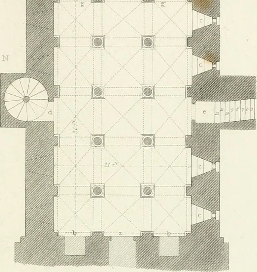 An illustration from The architectural antiquities of Great Britain : represented and illustrated in a series of views, elevations, plans, sections, and details, of various ancient English edifices : with historical and descriptive accounts of each, 1807, leaf 448