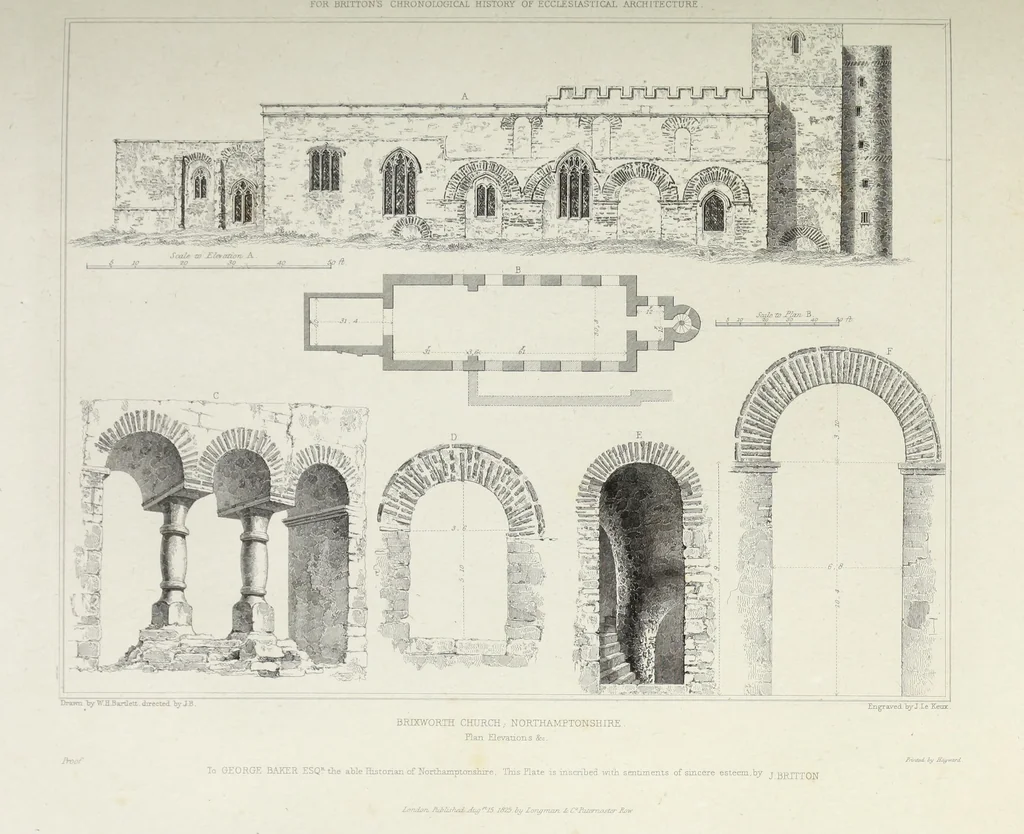 An illustration from The architectural antiquities of Great Britain, represented and illustrated in a series of views, elevations, plans, sections, and details, of various ancient English edifices : with historical and descriptive accounts of each, 1807, leaf 300