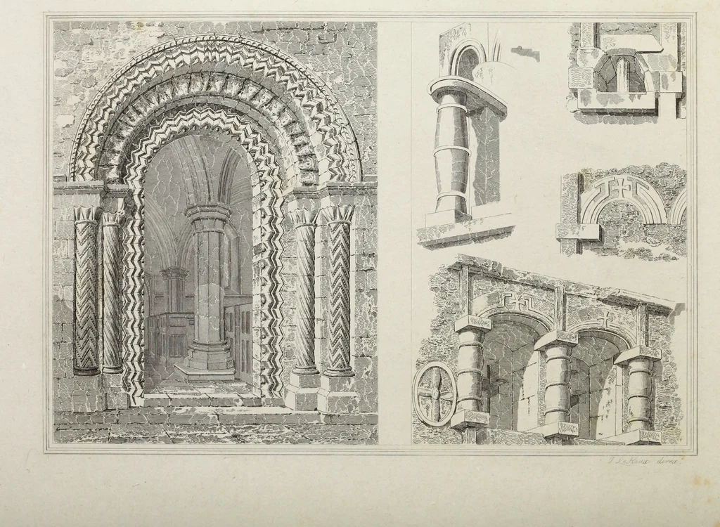 An illustration from The architectural antiquities of Great Britain, represented and illustrated in a series of views, elevations, plans, sections, and details, of various ancient English edifices : with historical and descriptive accounts of each, 1807, leaf 309