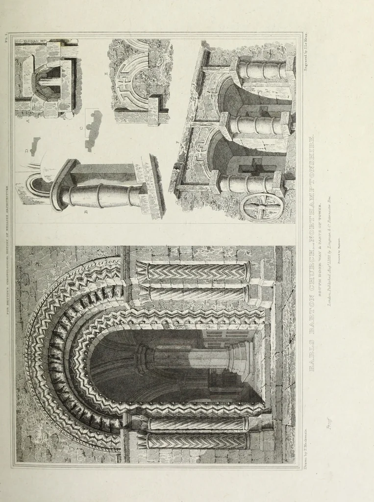 An illustration from The architectural antiquities of Great Britain, represented and illustrated in a series of views, elevations, plans, sections, and details, of various ancient English edifices : with historical and descriptive accounts of each, 1807, leaf 312