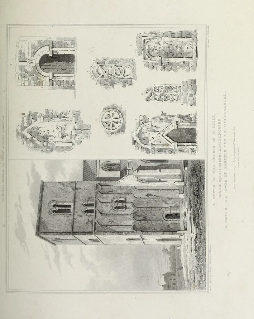 An illustration from The architectural antiquities of Great Britain, represented and illustrated in a series of views, elevations, plans, sections, and details, of various ancient English edifices : with historical and descriptive accounts of each, 1807, leaf 316
