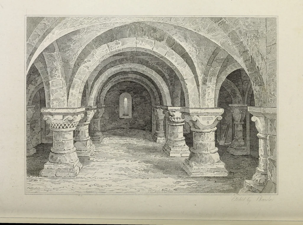 An illustration from The architectural antiquities of Great Britain, represented and illustrated in a series of views, elevations, plans, sections, and details, of various ancient English edifices : with historical and descriptive accounts of each, 1807, leaf 321