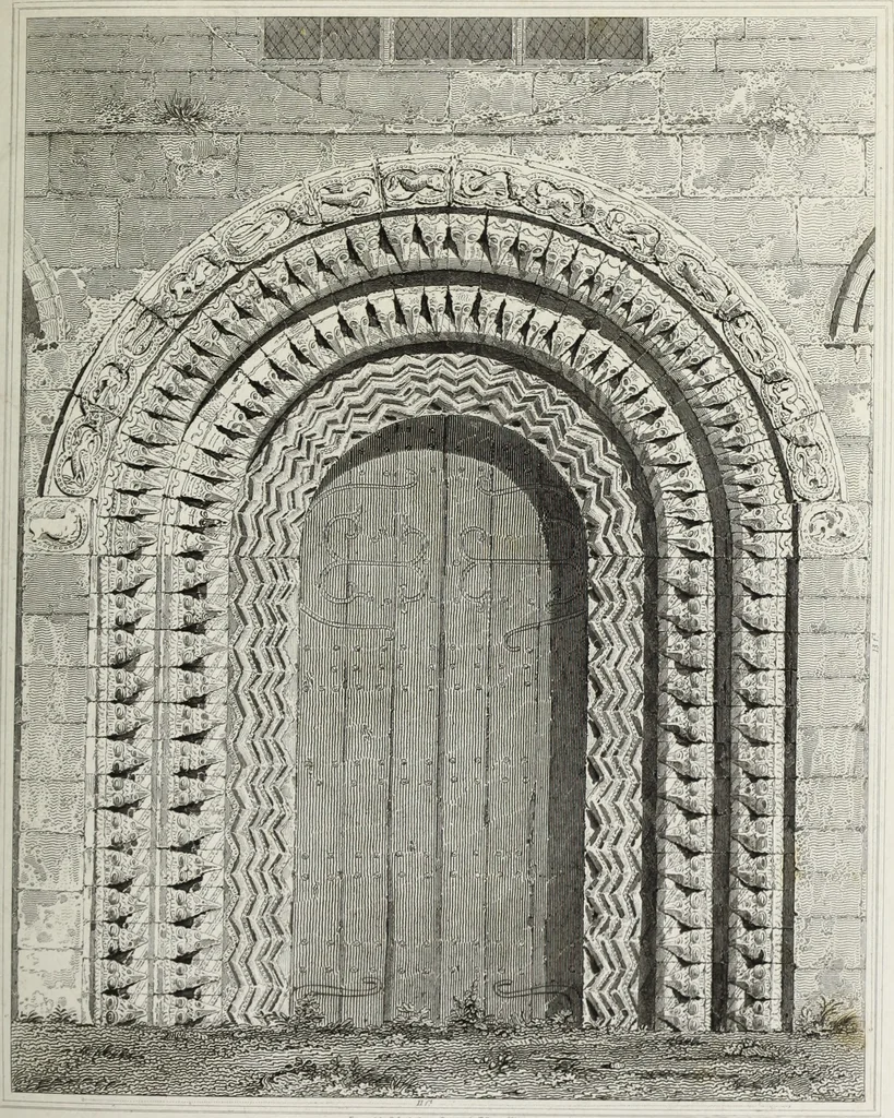 An illustration from The architectural antiquities of Great Britain, represented and illustrated in a series of views, elevations, plans, sections, and details, of various ancient English edifices : with historical and descriptive accounts of each, 1807, leaf 342