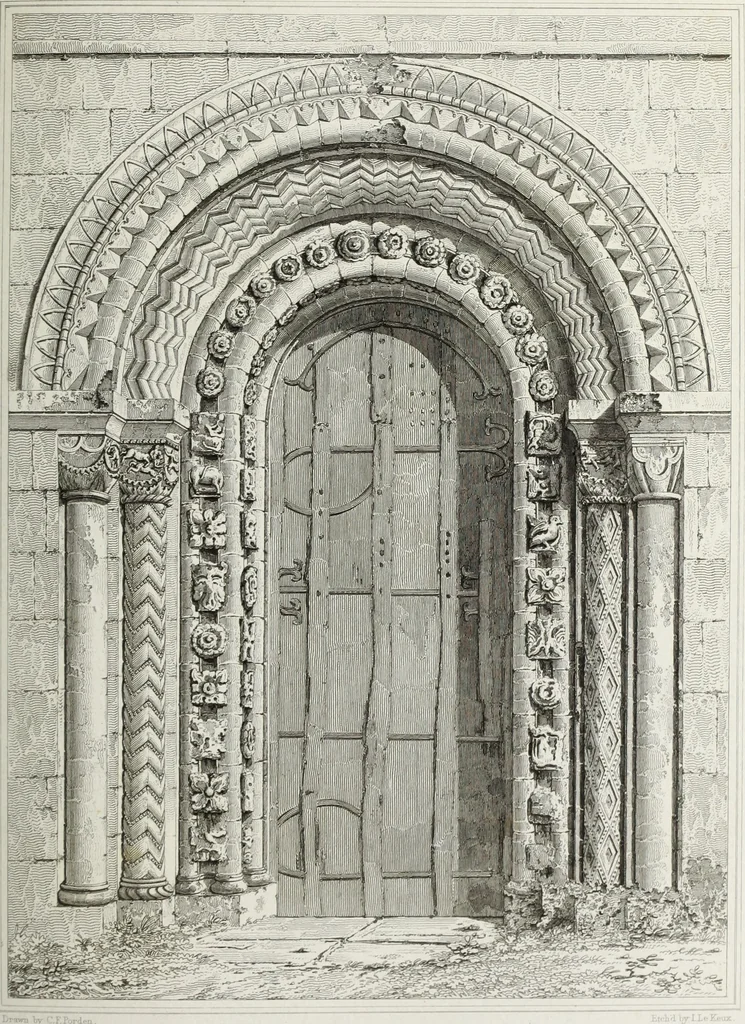 An illustration from The architectural antiquities of Great Britain, represented and illustrated in a series of views, elevations, plans, sections, and details, of various ancient English edifices : with historical and descriptive accounts of each, 1807, leaf 346